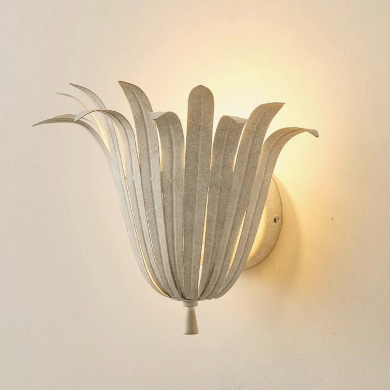 Vicenzio Leaf Wall Sconce off-white powder coat finish - clean product shot for online retail presentation