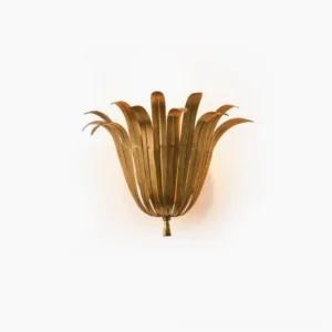 Vicenzio Leaf Wall Sconce in gold brass finish - front-facing product shot showing cascading botanical leaf design with metallic texture