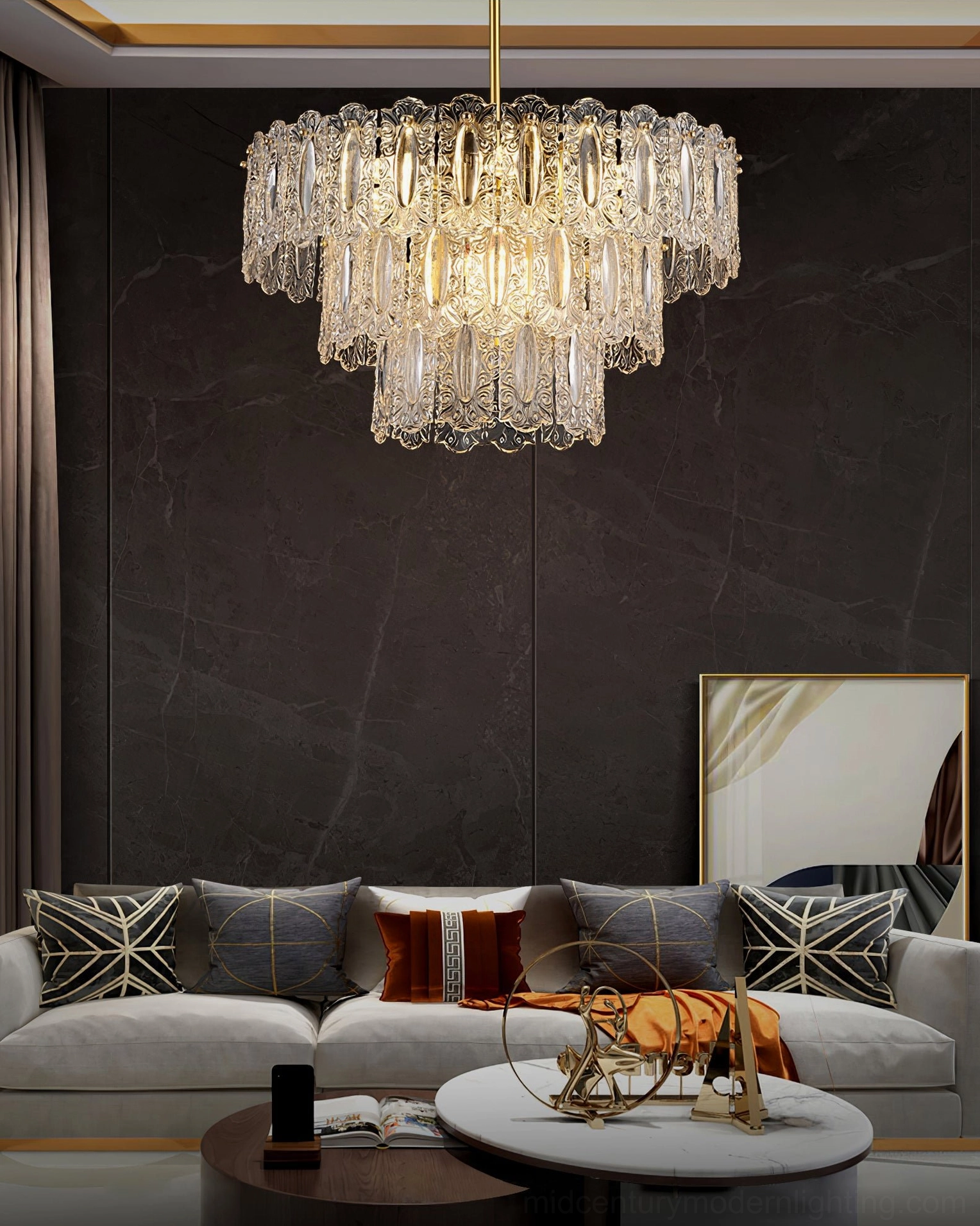 Vienna crystal chandelier close-up of individual hand-formed glass petal craftsmanship