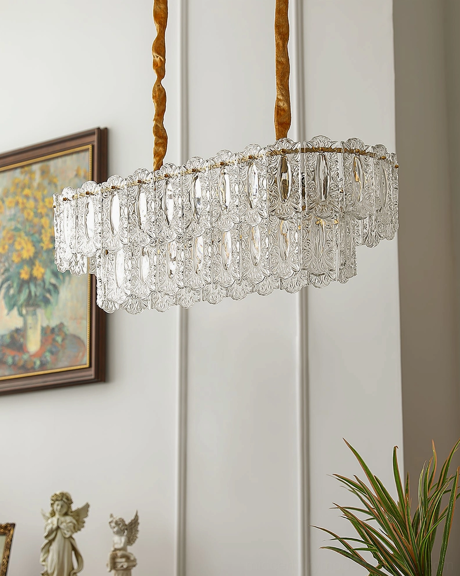 Vienna crystal chandelier suspension rod detail showing adjustable customization options