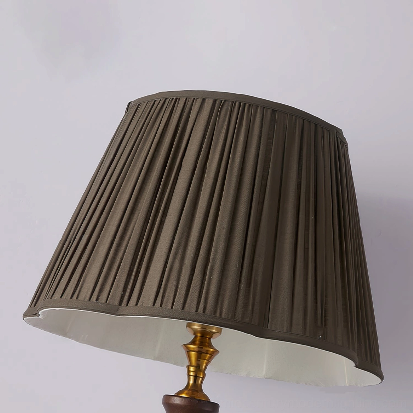 Vintage Floor Lamp with pleated shade and integrated side table tray, full view