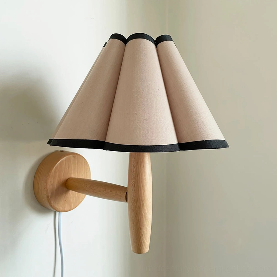 Mid-century modern fluted wall lamp showing plug options US UK AU EU standards