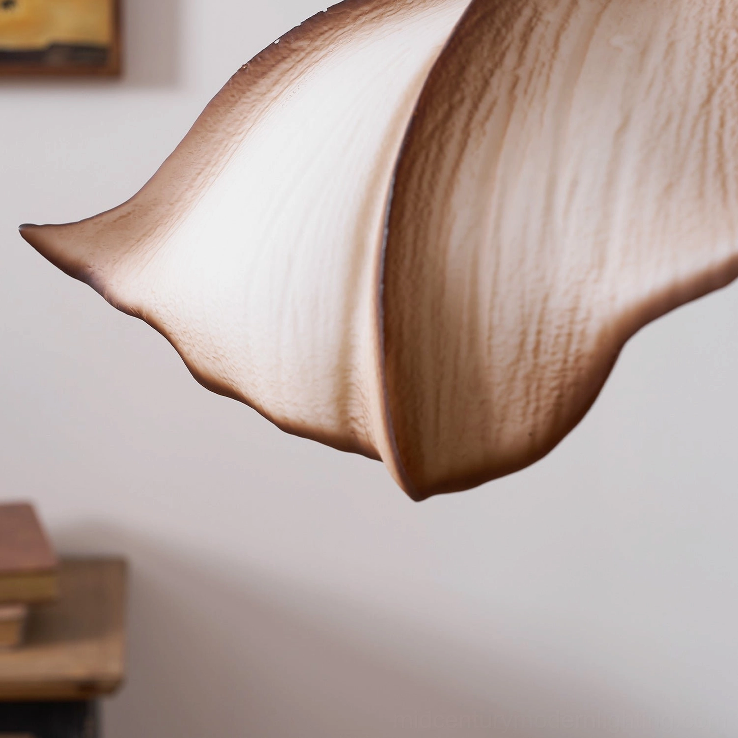 Viscontea 50cm mid-century modern pendant light three-quarter view showing sculptural proportions