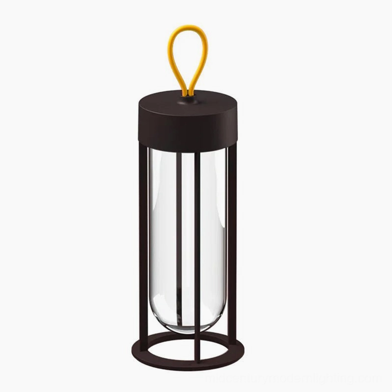 Vitro black cordless LED portable table lantern lamp with silicone handle