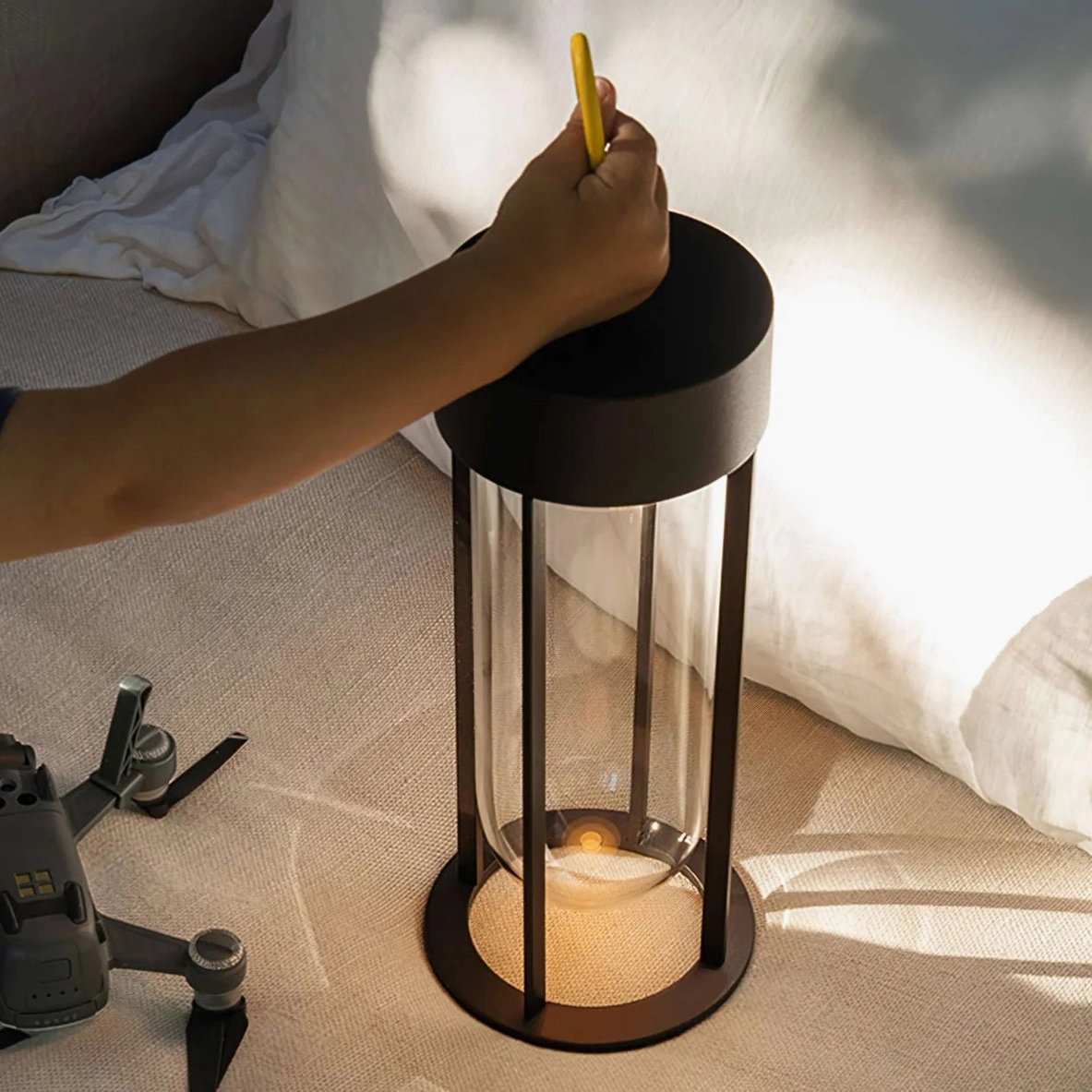 Contemporary Vitro portable LED table lantern modern interior application