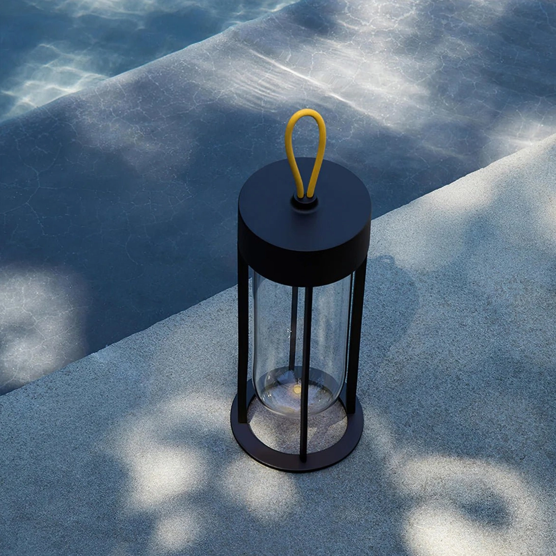Vitro modern battery-powered table lantern lamp side profile showcase