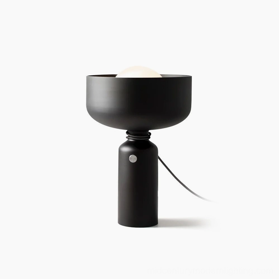 Vol table lamp matte black sculptural knotted cord design frontal studio view