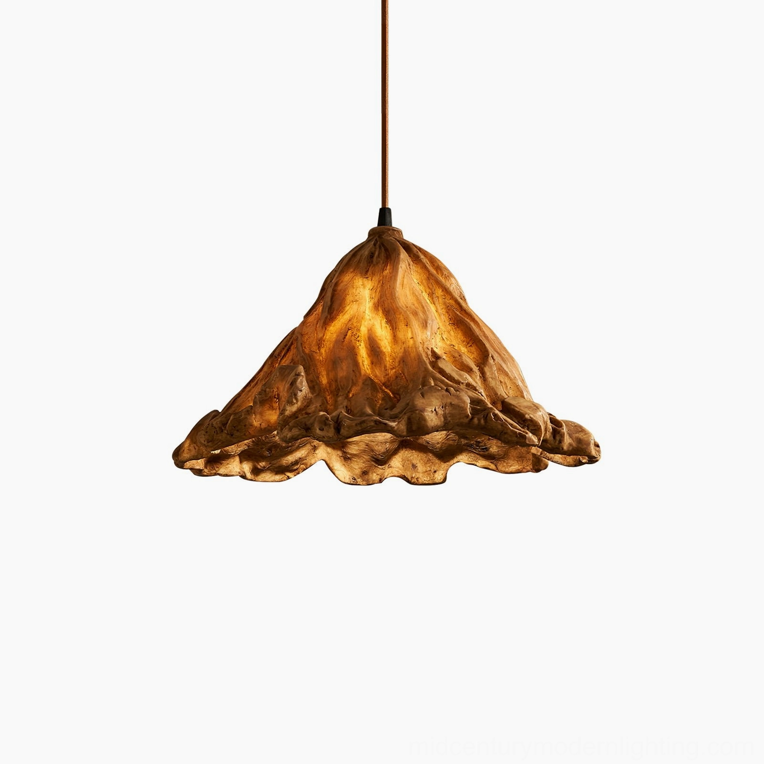 Volcano pendant lamp paired styling wooden dining chairs minimalist modern dining room ambiance
