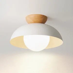 Volo ceiling lamp - white finish detail, close-up overhead perspective showing frosted glass diffusion