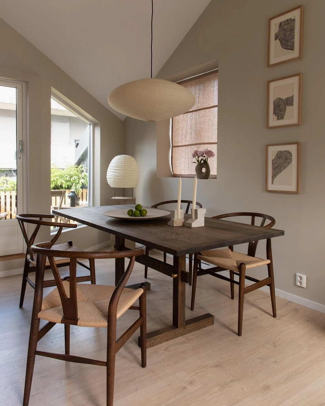 Washi pendant light in powder room application emphasizing intimate scale and elegant diffusion