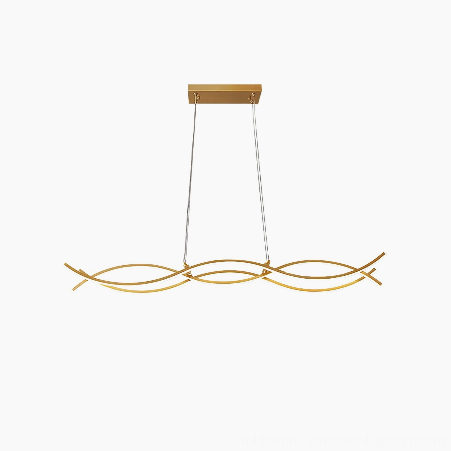 Wave Island brass and white pendant chandelier with three-color changing LED light system