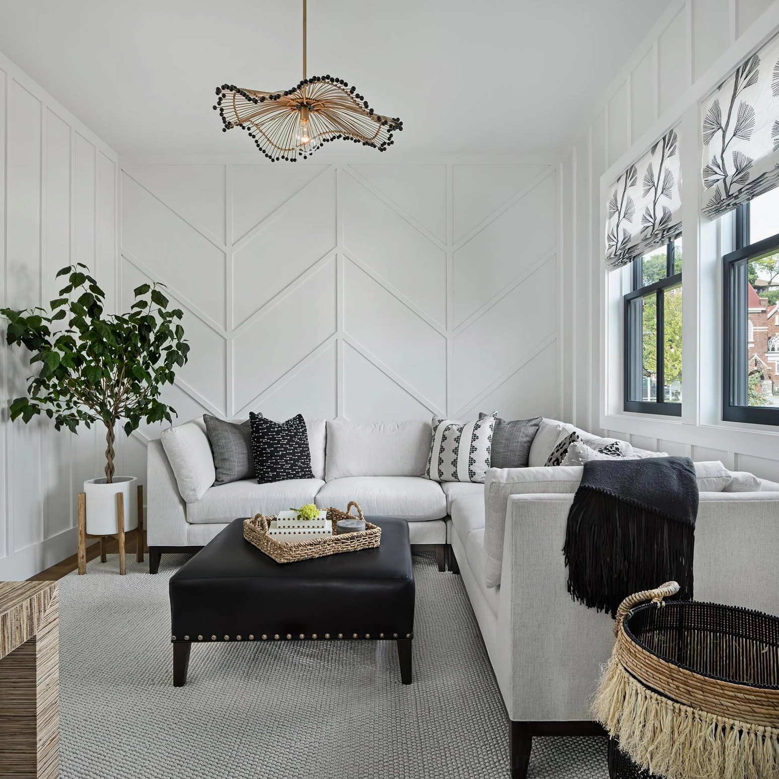 Artistic view of handwoven rattan pendant light fixture showing natural material texture and design