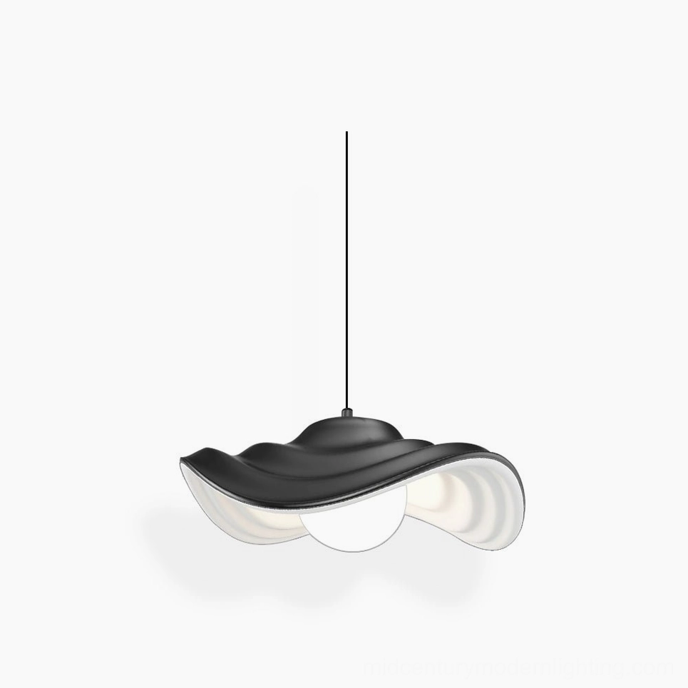 Visilica wavy pendant lamp collection displaying full color range - black, grey, and pink - for coordinated modern home lighting design
