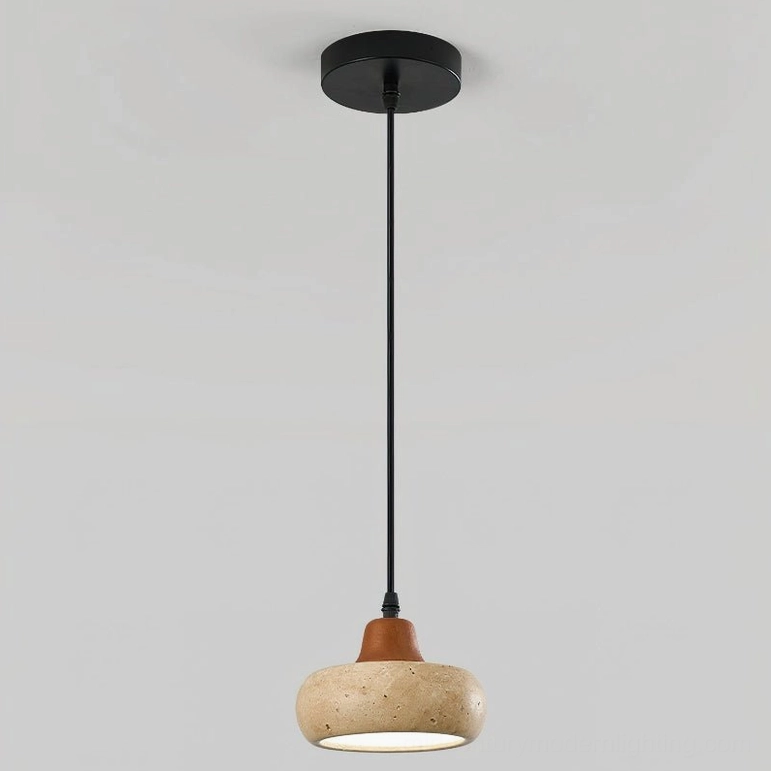 Wella travertine pendant light in Beige and Walnut color variant with warm white LED