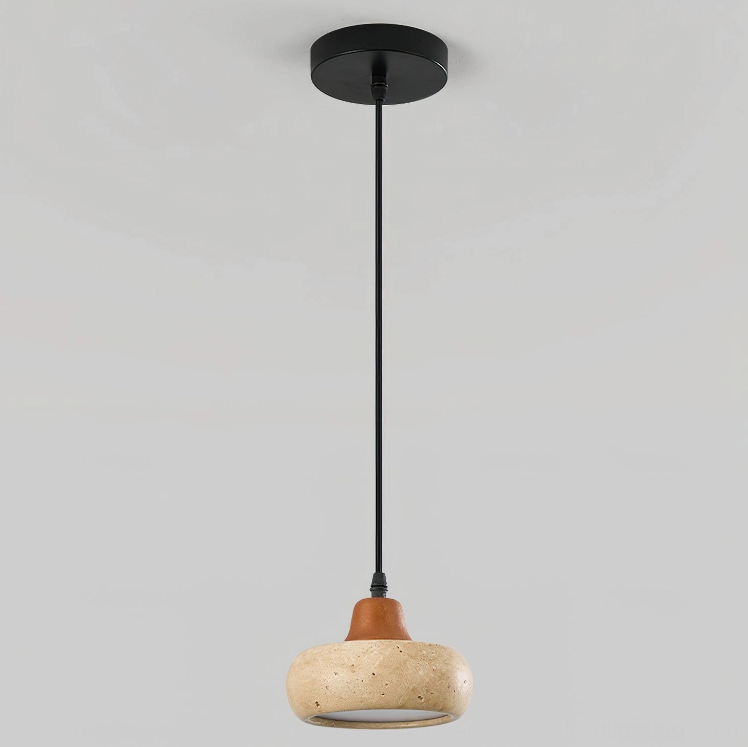 Multiple Wella travertine pendant lights arranged for cluster installation inspiration