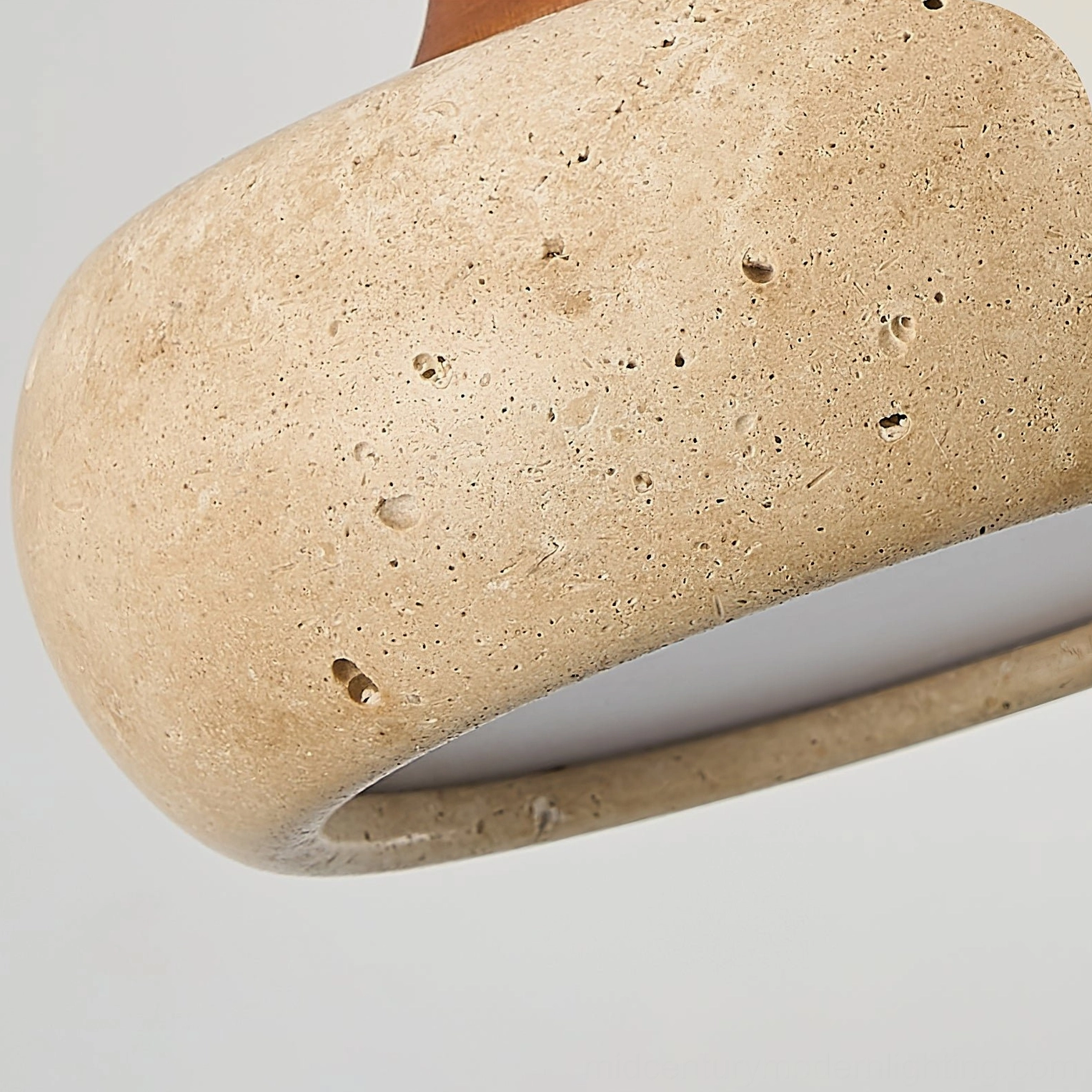 Wella organic modern pendant light with natural stone and wood materials in contemporary home