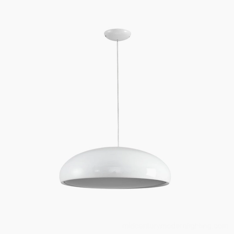 White Aicia dome pendant light small size front hanging mid-century modern lighting