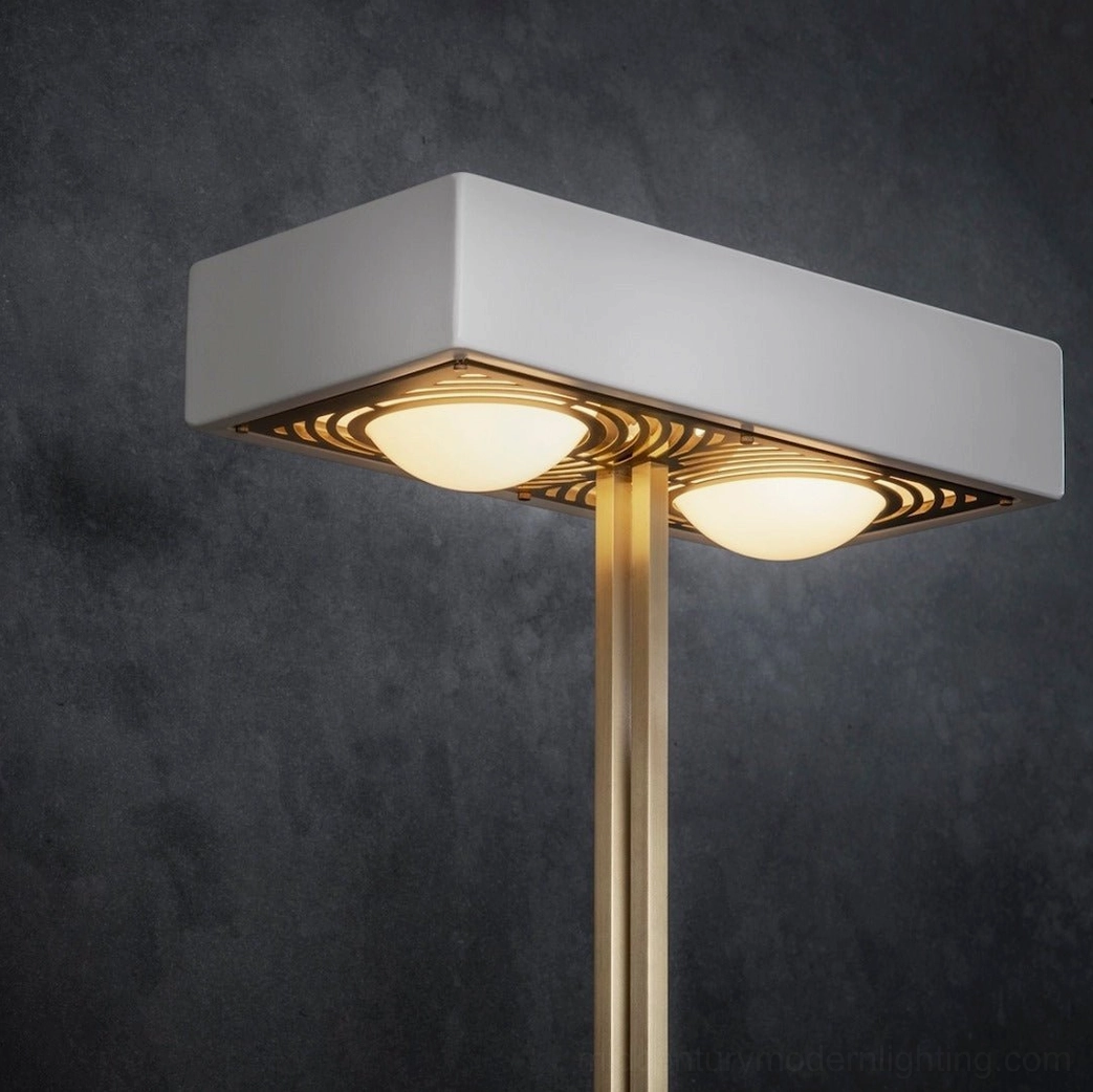 White Kernel table lamp integrated LED light source and frosted glass globe illumination