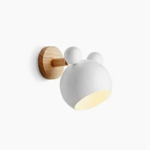 Nordic mouse wall sconce with white matte finish and rotatable head on minimalist background