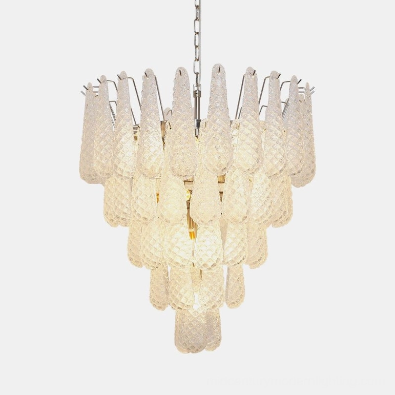 Hand-blown white Murano glass dewdrop chandelier small size variant, 26-inch diameter luxury ceiling fixture