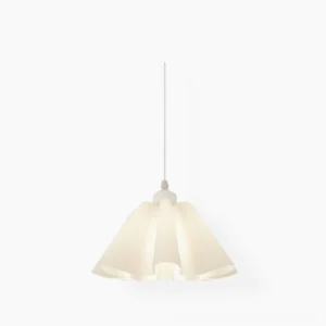 Sculptural white pleated pendant light with clean pleated fabric shade showcasing nordic modern design