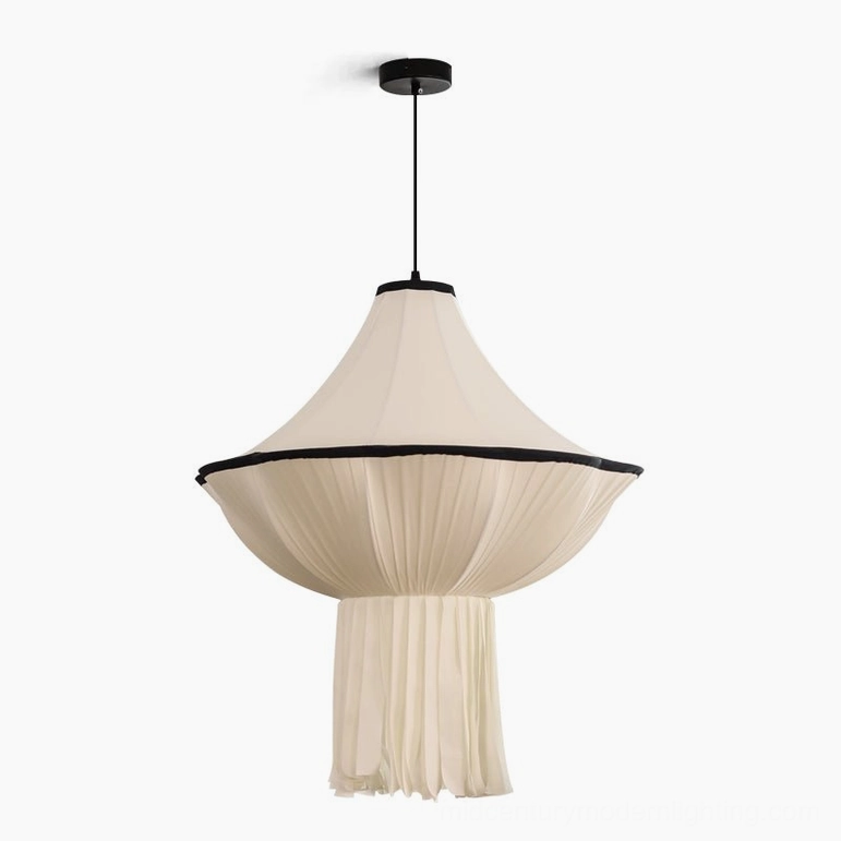 Wildon pleated fabric pendant light large size 31.5 inches diameter, beige and black color option