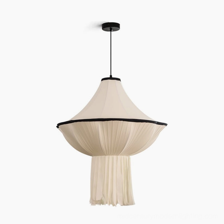 Wildon pleated fabric pendant light medium size 23.6 inches diameter, beige and black color option