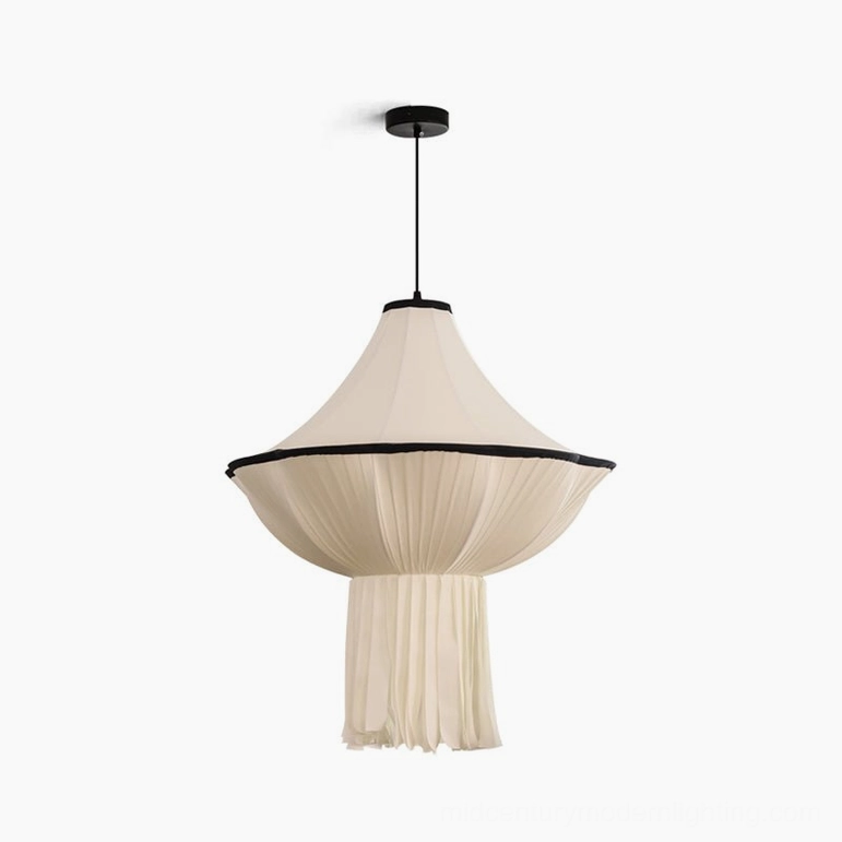 Wildon pleated fabric pendant light small size 19.7 inches diameter, beige and black color option
