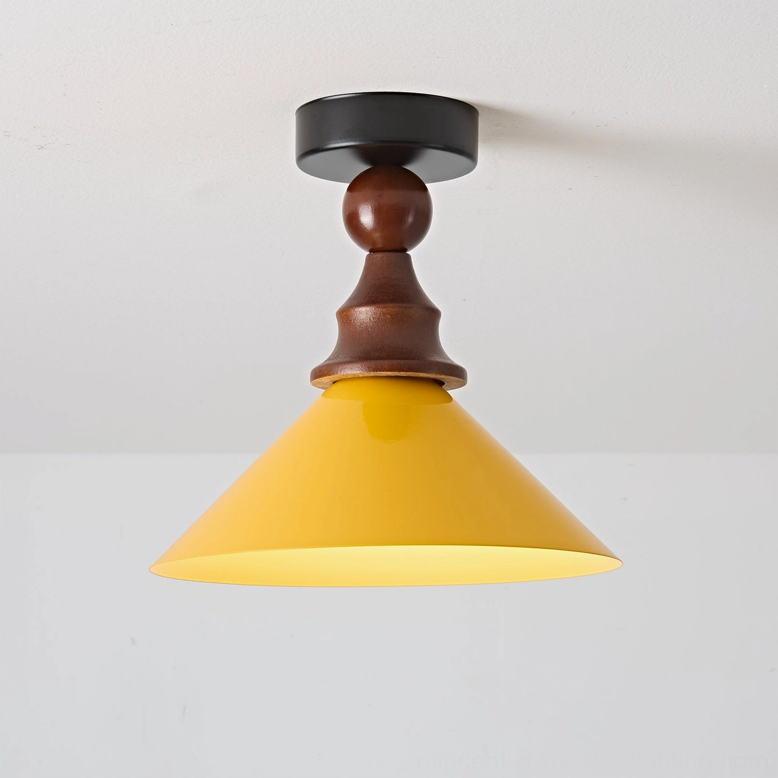 Wilken ceiling lamp three-quarter angle showing retro design hardware and materials