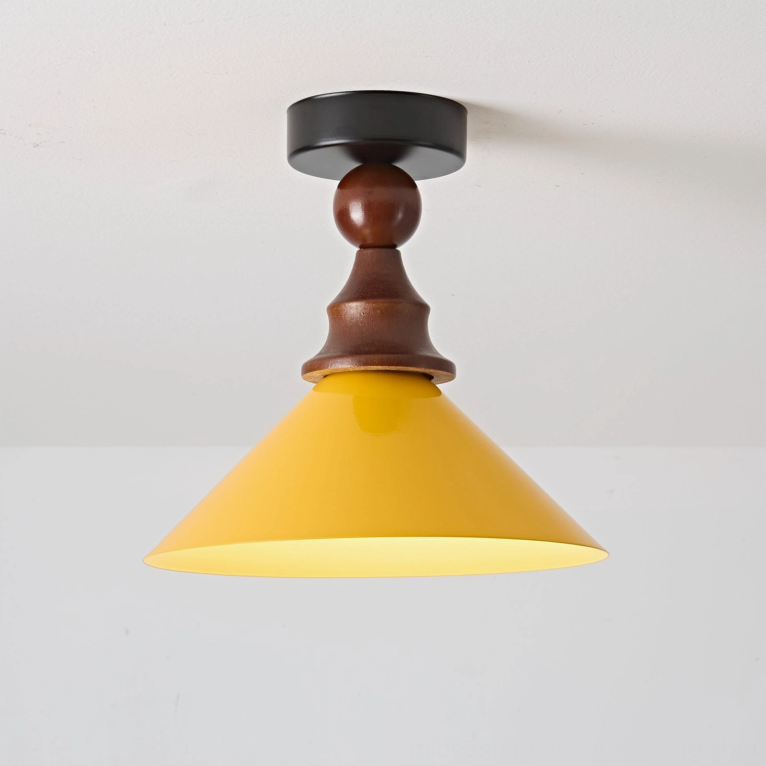 Wilken mid-century modern ceiling lamp yellow shade flat edge retro metalware
