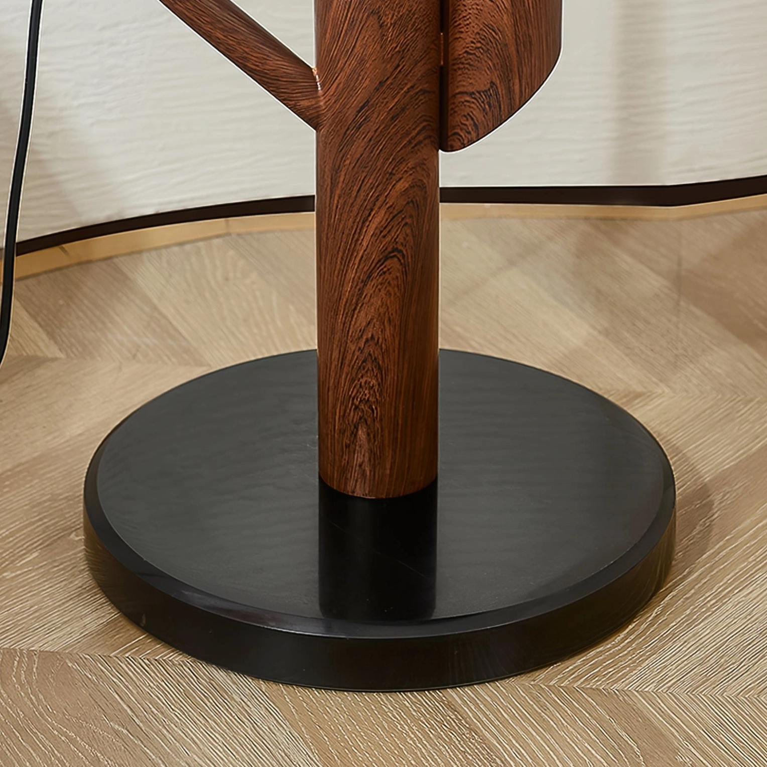 Winona arc floor lamp in Scandinavian interior with light woods and minimalist furnishings