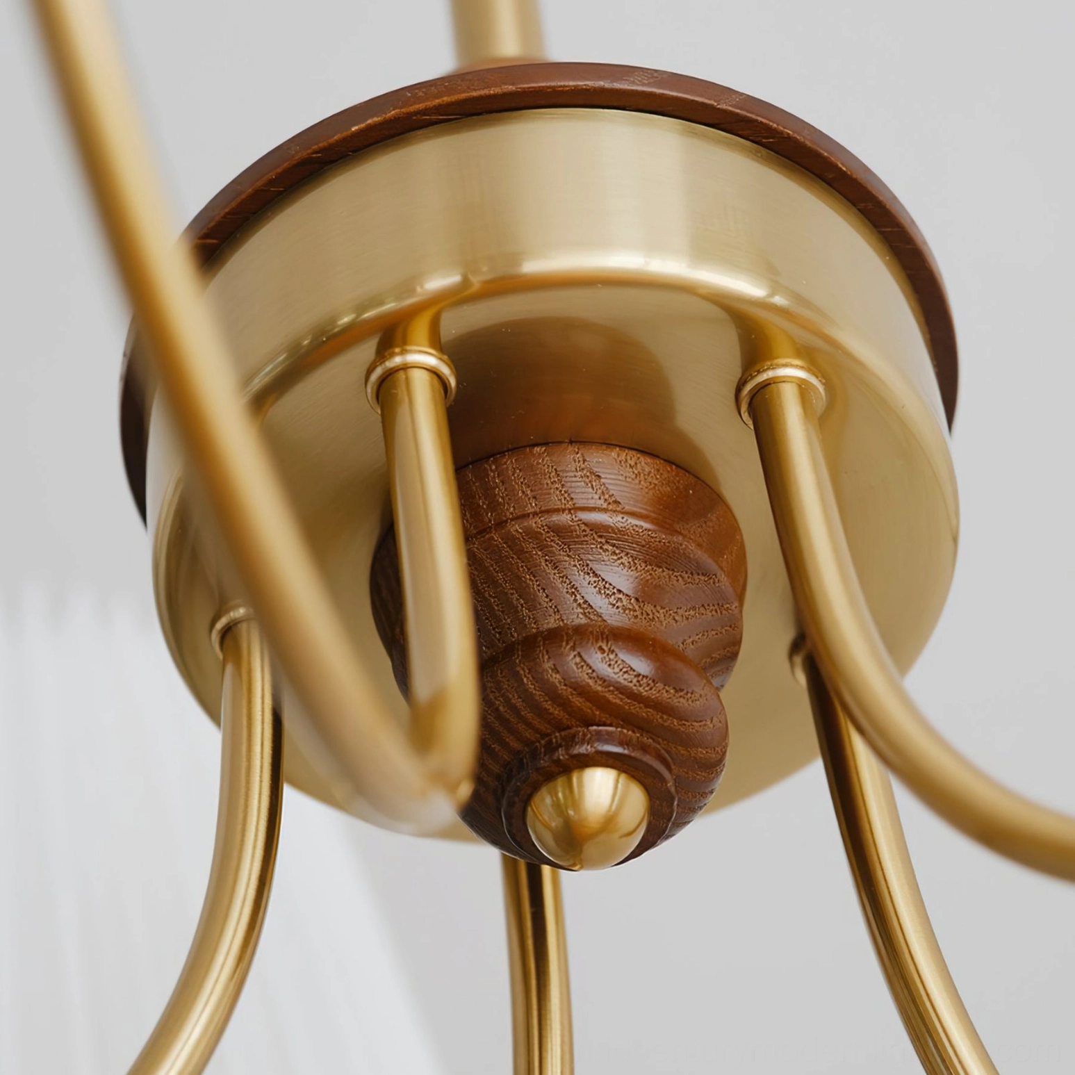 Mid-century wood chandelier multiple light heads showing scalability and design flexibility