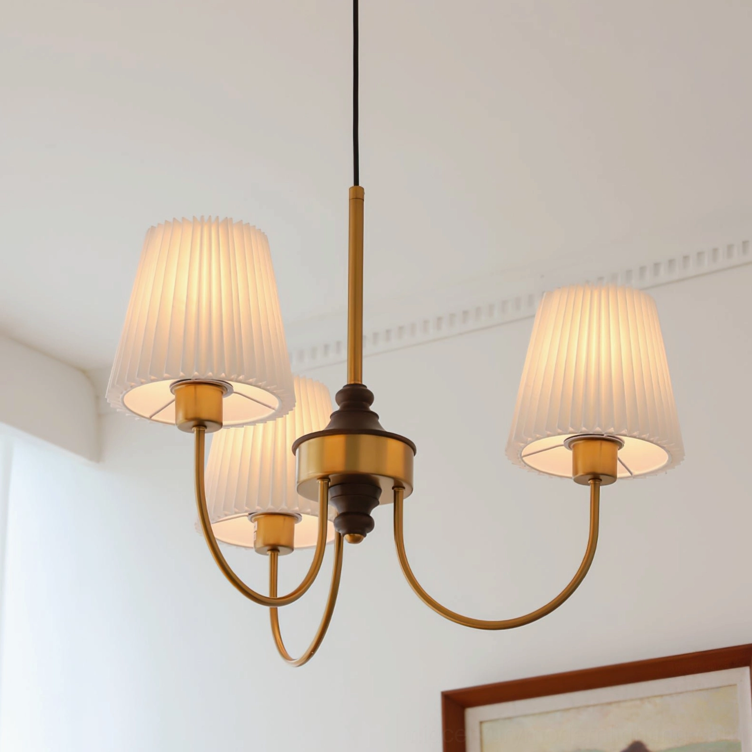 Solid wood chandelier natural finish showing wood grain and construction quality