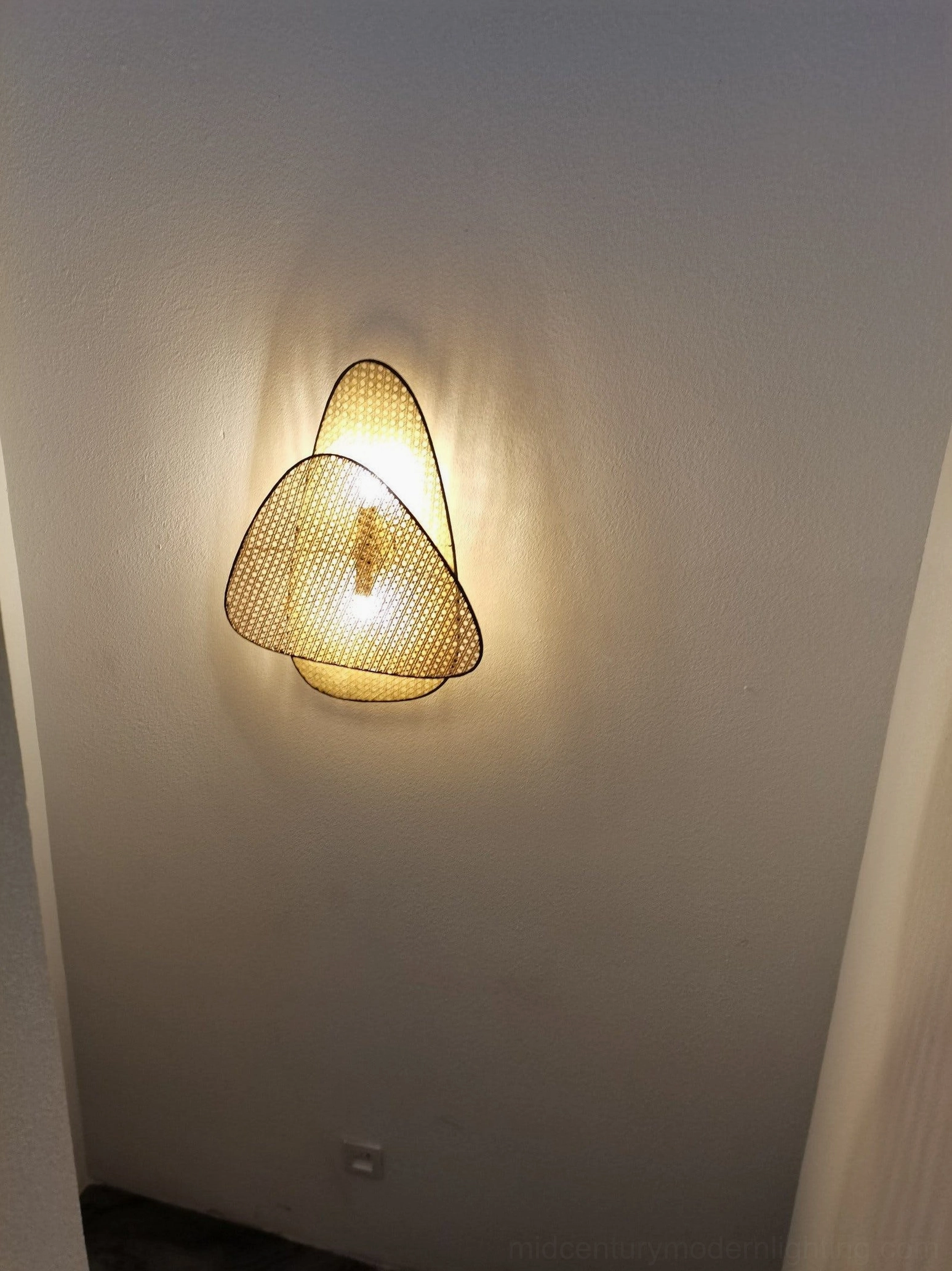 Woven rattan cannage wall lamp large scale 77cm diameter living room feature installation