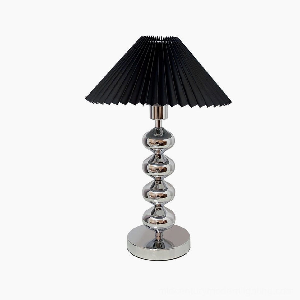 Zuma black pleated table lamp polished chrome base modern minimalist