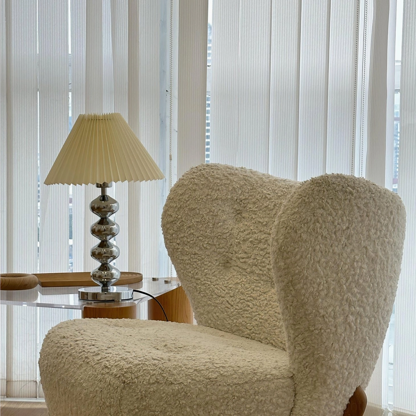 Zuma pleated table lamp geometric shade mid-century modern styling
