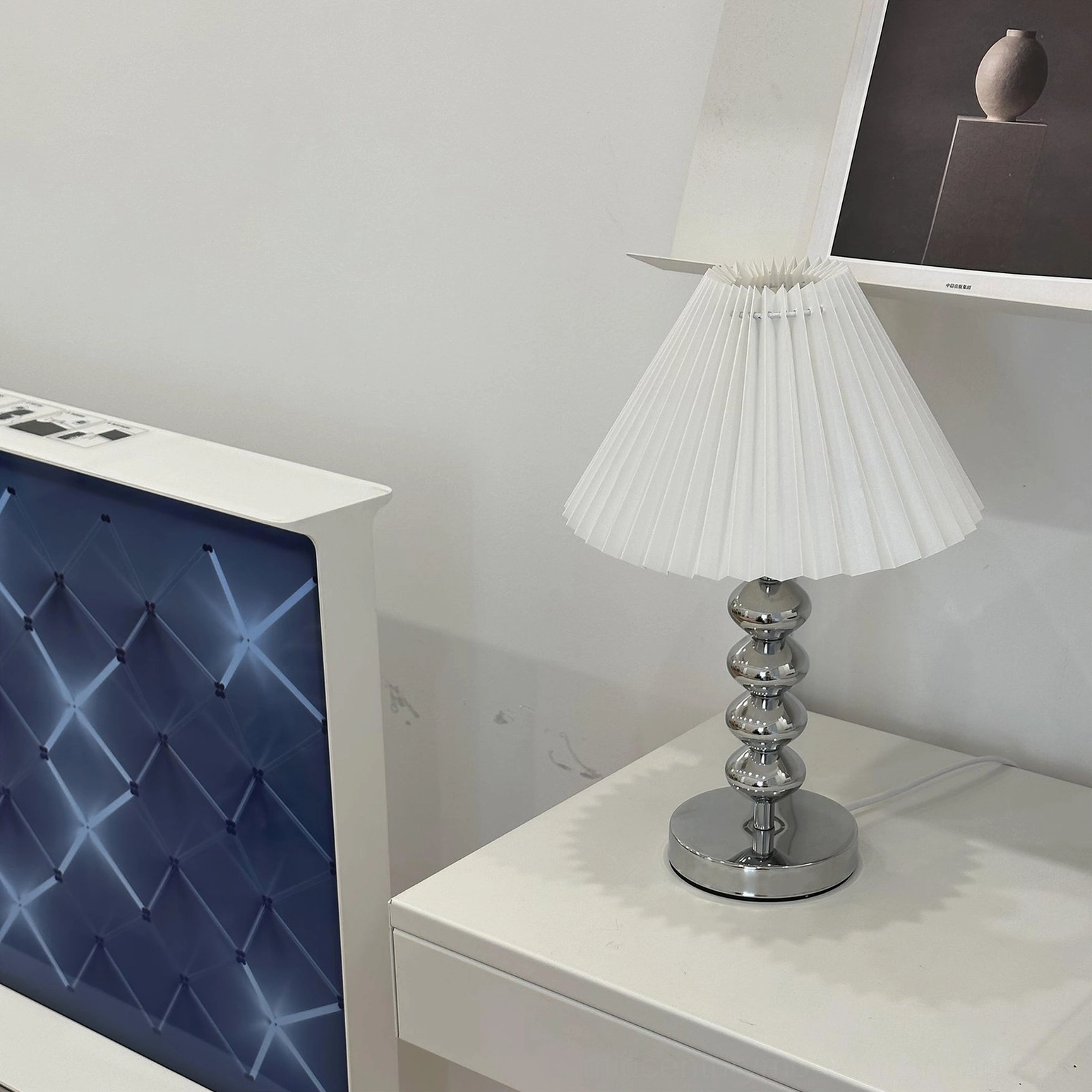 Zuma grey pleated table lamp mid-century modern living room accent