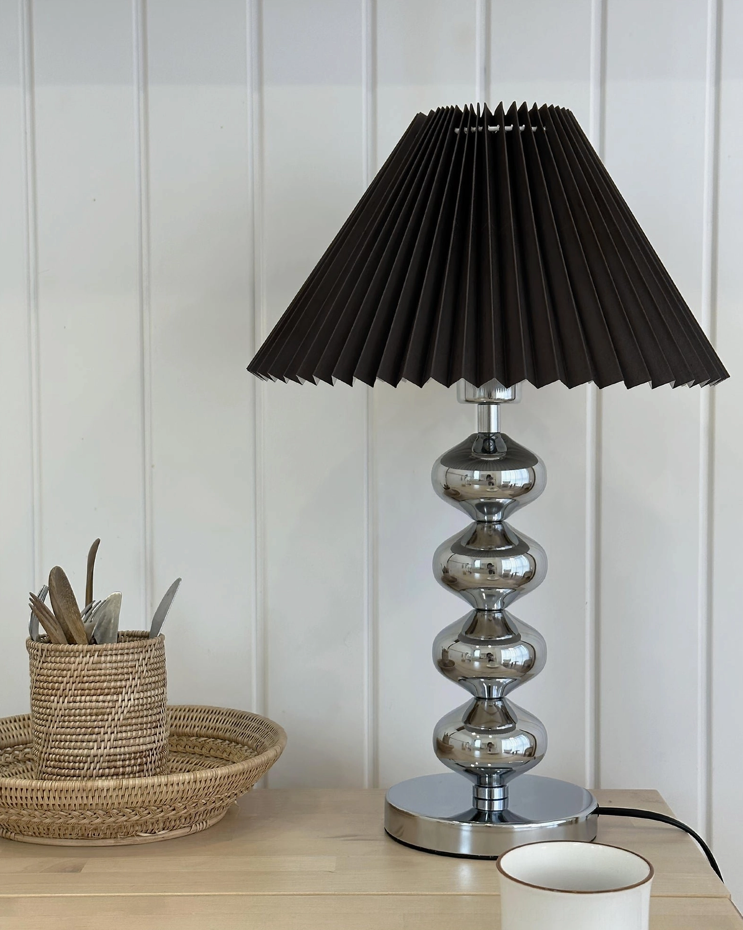 Zuma white shade pleated table lamp contemporary home office styling